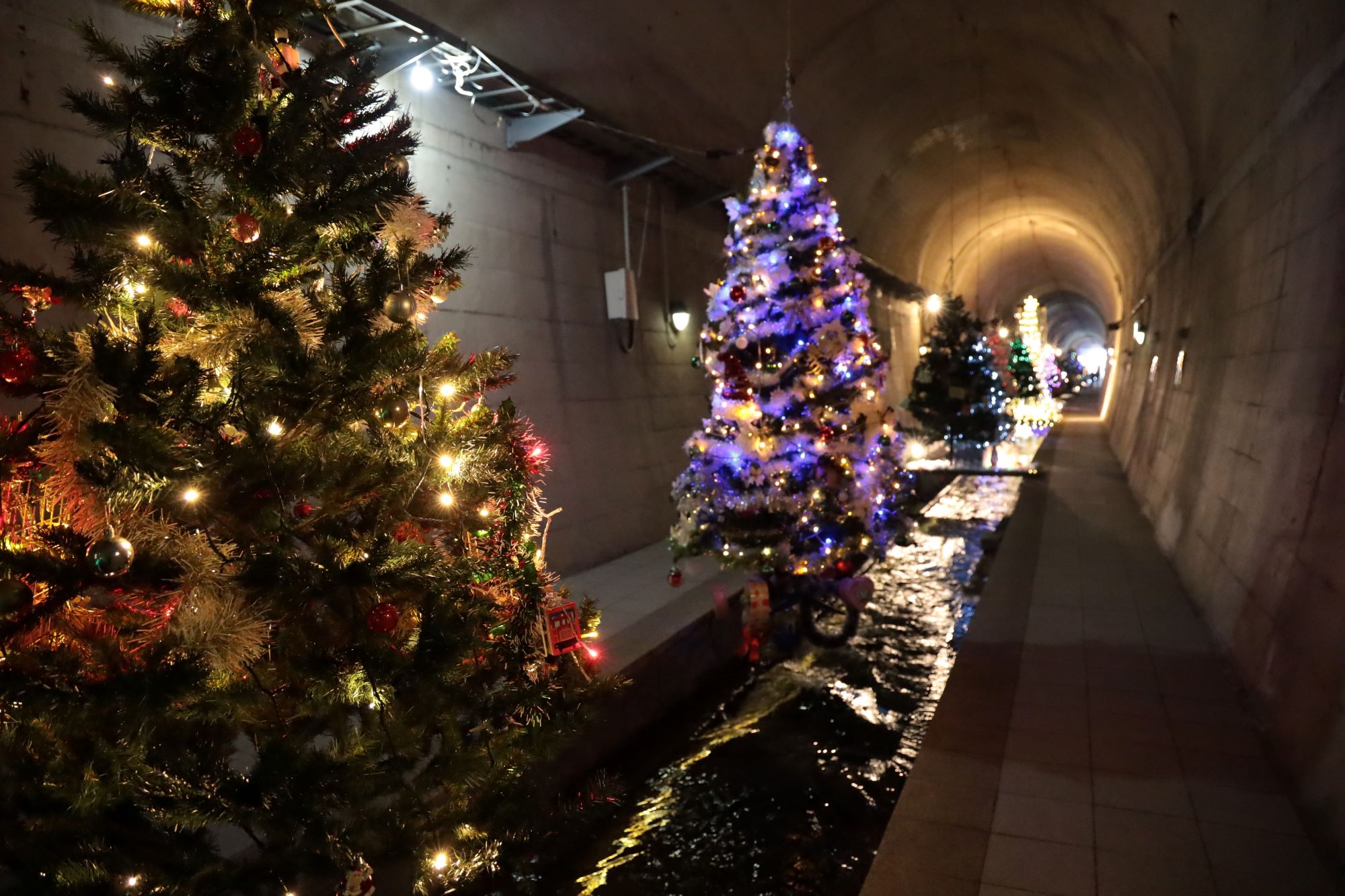 クリスマス・ファンタジー中の湧水トンネル