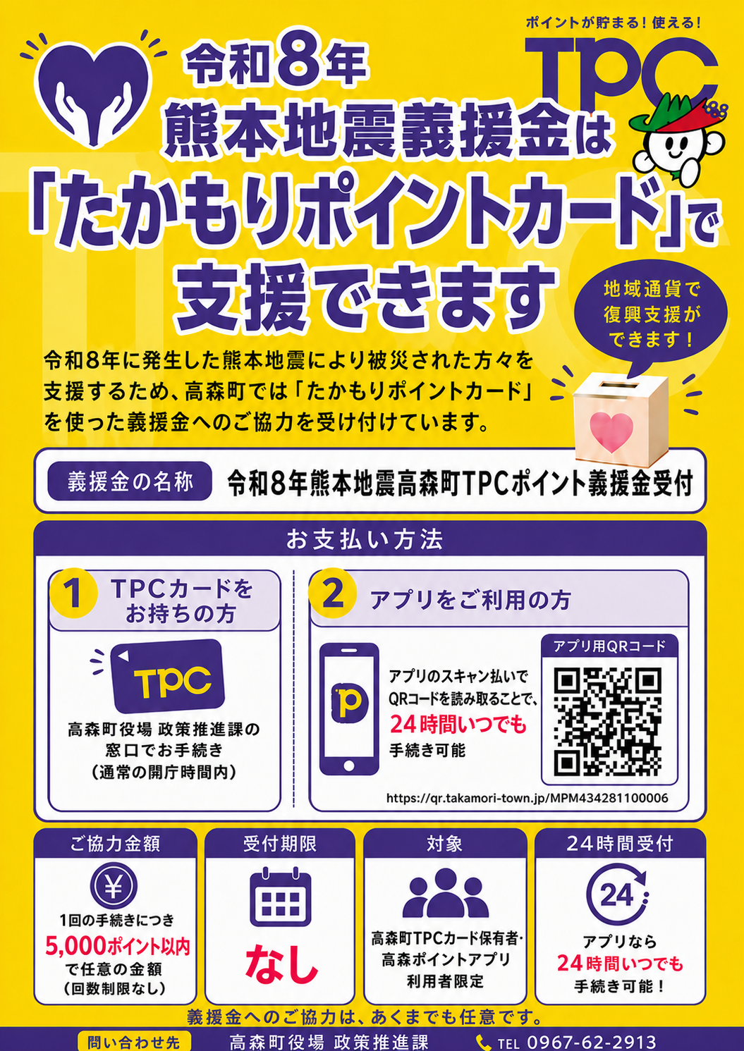 ポイント義援金受付のチラシ